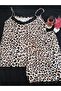 Women's Leopard Print Shorts Pajama Set - 2