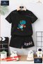 Children's Unisex “Rawr Dino Basket“ Custom Printed Crew Neck T-Shirt - Shorts Set