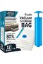 12 Pack Vacuum Storage Bags with Hand Pump – Reusable Zip Bags for Clothes, Duvets & Pillows