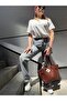Women's Leo Model Nubuck Lock Detailed Hand and Shoulder Bag
