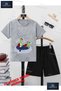 Children's Unisex “Baga in a 2-Piece Boat“ Special Printed Crew Neck T-Shirt - Shorts Set