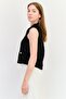 Women V-Neck Sleeveless Sequence Top, Black - 4