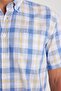 Men's Regular Fit Classic Cut Oversized 100% Cotton Linen Texture Pocketed Checked Short Sleeve Shirt - 3