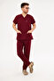 Burgundy Lycra Men's Bat Sleeve Nurse and Doctor Uniform Set Scrubs