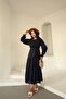 Kraşlı Voile Dress Navy Blue - 4