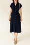 Women's Button-Down Midi-Length Linen Dress – Belted, Casual and Stylish Summer Dress