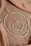 Certified Amazonite Pearl Natural Stone Silver Closure Necklace(45cm) & Bracelet Set(18cm) - 3