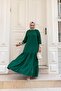 Women's Layered Ribbed Green Hijab Dress - 3