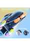 Adjustable children's rollers, 4 lighted wheels, triangle stability, dinosaur pattern, size S, blue - 4
