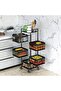 Multi layer Kitchen Organizer - Kitchen Storage Shelf, Square Steel Rotating with 4 Movable Wheels, - 2