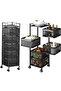 Multi layer Kitchen Organizer - Kitchen Storage Shelf, Square Steel Rotating with 4 Movable Wheels,
