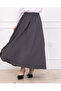 Gray Double Skirt with Elastic Waist and Pockets - 7