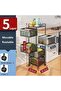 Multi layer Kitchen Organizer - Kitchen Storage Shelf, Square Steel Rotating with 4 Movable Wheels, - 4