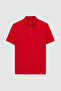 Slim Fit Red Pique Textured Polo T-Shirt - 5