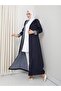 Women's Hooded Stripe-Detail Navy Bonded Coat - 3