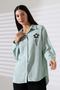 Ribbed Long Sleeve Durres Textured Flower Pearl Cool Fabric Women's Shirt - 2