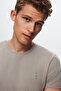 Slim Fit Gray Plain Embossed Printed T-Shirt - 2