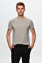 Slim Fit Gray Plain Embossed Printed T-Shirt