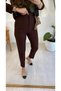 AURA>>>>WOMEN HIGH-WAIST PLEATED ZIPPER-CLOSURE ANKLE-LENGTH FABRIC TROUSERS