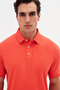 Slim Fit Coral Pique Textured Polo T-Shirt - 3