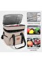Portable Thermal Insulated Lunch Bag for Outdoor Activities, Camping, Desert (Beige) - 5