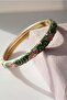 Pink Floral Green Enamel Handcuff Bracelet - 5