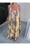 Back Cross Floral Long Dress - 3