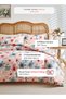 King size 6 piece duvet cover set pink and gray floral print 220x240cm. - 2