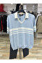 Stripe Detailed Polo Neck Short Sleeve Blouse 53300