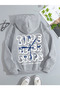 Gray Unisex Men/Women Time Colorful Special Printed Oversize Hoodie