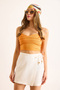 Women's White Lace Detailed Mini Linen Shorts Skirt Etk-19000339 - 4
