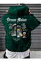Green Unisex the Dream Your Life Printed Oversize Loose Cut Hoodie