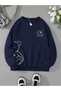 Navy Blue Unisex Men/Women Ok Bear Special Color Printed Oversize Cotton Crew Neck