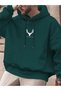 Khaki Unisex Women/Men Deer Colorful Custom Printed Cotton Oversize Hoodie