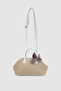 Peyli Scarf Detailed Cross Strap Straw Handbag White - 5