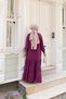 Women's Layered Ribbed Fuchsia Hijab Dress - 6