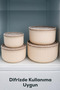 Set of 4 Round Storage Containers Striped Beige | 2.5 L 1.5 L 0.80 L 0.45 L | Microwave and Freezer Compatible - 2