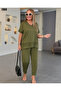 Women's Two Piece Suit Short Sleeve V Neck Sequined Viscose Two Thread Blouse and Pants - 3