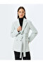 Double Breasted Belt Detailed Stamp Blazer Jacket - 3