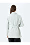 Double Breasted Belt Detailed Stamp Blazer Jacket - 4
