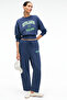 Erevyn Women's Relaxed Cut Hem Detail Printed Navy Blue Sweatpants