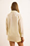 Women's Striped Yellow Hidden Placket Poplin Shirt Gml-19000867 - 7
