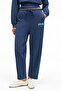 Erevyn Women's Relaxed Cut Hem Detail Printed Navy Blue Sweatpants - 3