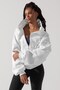 Women's White Hooded Sweatshirt – Zippered 3 Thread Raised Oversize Sports Style - 5