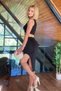 Women's Deep Slit Midi Skirt and Halter Neck Crop Top Bustier Double Set - 3
