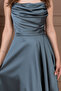 Satin Back Strap Detail Asymmetrical Cut Long Dress - Çağla - 2