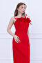 Atlas Wired Rose Detailed Pencil Long Dress - Red - 3