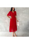 Hopeful Design Kruveze Sleeve Belted Ruffled Plain Chiffon Dress - 3