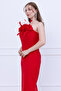 Atlas Wired Rose Detailed Pencil Long Dress - Red - 4