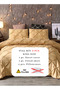 Premium King Size 6 Pieces Pinch Pleat Plain Yellow Gold Bedding Set 220x240cm. - 2